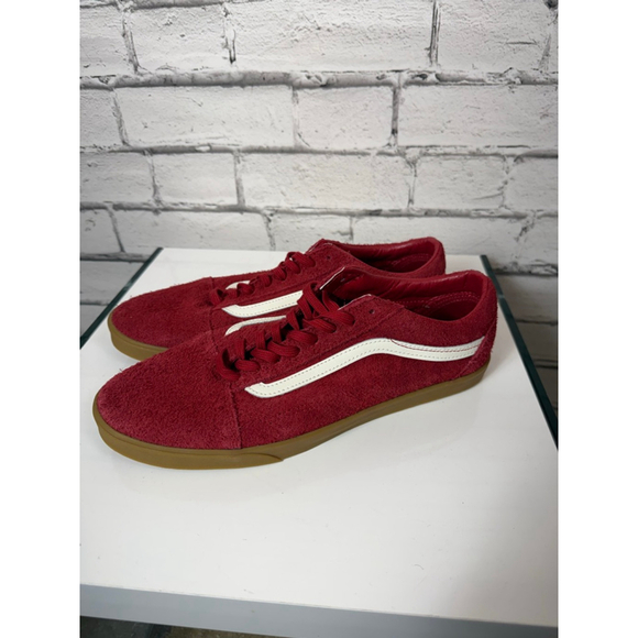 Vans Other - Men's Vans Old Skool Low Pro Red Suede Sneakers White Stripe size 10.5 NWOT